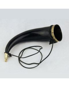 Drinking Horn with Metal Fittings with Leather Shoulder Strap