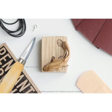 Carving Kit Inc Mora 120 - Koi Carp - Oak Wood Pendant By Giles Newman