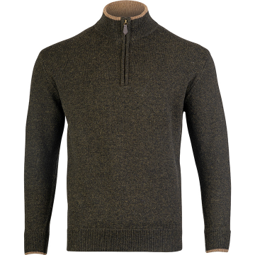 Jack Pyke Ashcombe 100% Lambwool Zipknit Pullover - Dark Olive